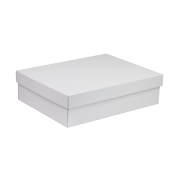 Darčeková krabica s vekom 400x300x100/40 mm, biela