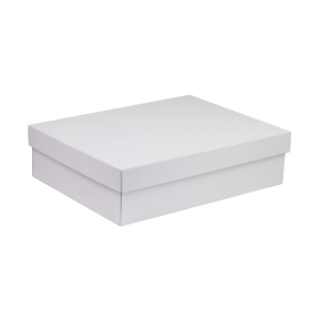 Darčeková krabica s vekom 400x300x100/40 mm, biela