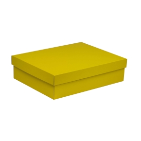 Darčeková krabica s vekom 400x300x100/40 mm, žltá