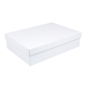 Darčeková krabica s vekom 405x290x100/35 mm, bielo/biela