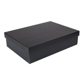 Darčeková krabica s vekom 405x290x100/35 mm, čierno-sivá matná