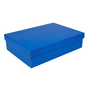 Darčeková krabica s vekom 405x290x100/35 mm, modrá matná
