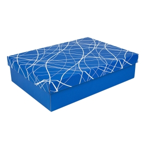 Darčeková krabica s vekom 405x290x100/35 mm, modrá so vzorom