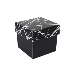 Darčeková krabička 100x100x100/35 mm, čierno šedá s potlačeným vekom