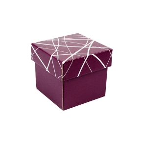 Darčeková krabička 100x100x100/35 mm, vínová so vzorom na veku