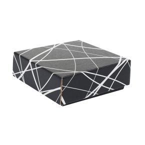 Darčeková krabička 100x100x35/35 mm, čierno šedá s potlačeným vekom