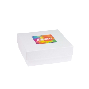 Darčeková krabička 200x200x70 mm, tlač na veko 100x100 mm, biela