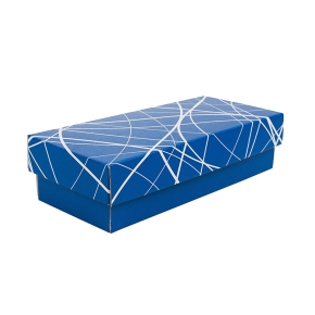 Darčeková krabička 250x100x60/35 mm, modrá so vzorom na veku