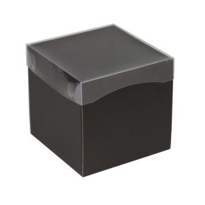 Darčeková krabička s priehľadným vekom 100x100x100/35 mm, čierna