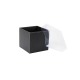 Darčeková krabička s priehľadným vekom 100x100x100/35 mm, čierno šedá matná