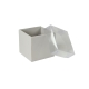 Darčeková krabička s priehľadným vekom 100x100x100/35 mm, šedá matná