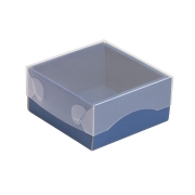 Darčeková krabička s priehľadným vekom 100x100x50/35 mm, modrá