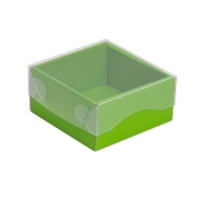 Darčeková krabička s priehľadným vekom 100x100x50/35 mm, zelená