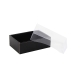 Darčeková krabička s priehľadným vekom 150x100x50/35 mm, čierno šedá matná