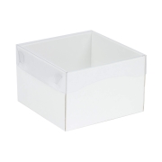 Darčeková krabička s priehľadným vekom 150x150x100/35 mm, biela