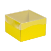 Darčeková krabička s priehľadným vekom 150x150x100/35 mm, žltá