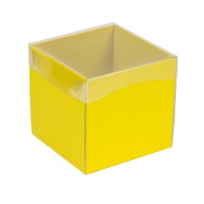 Darčeková krabička s priehľadným vekom 150x150x150/35 mm, žltá