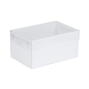 Darčeková krabička s priehľadným vekom 200x125x100/35 mm, biela