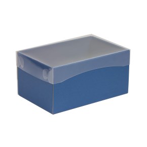 Darčeková krabička s priehľadným vekom 200x125x100/35 mm, modrá
