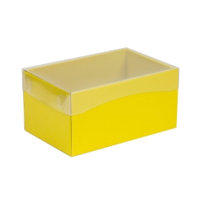 Darčeková krabička s priehľadným vekom 200x125x100/35 mm, žltá