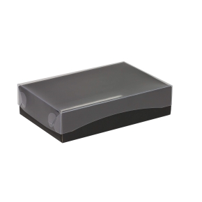 Darčeková krabička s priehľadným vekom 200x125x50/35 mm, čierna