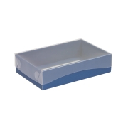 Darčeková krabička s priehľadným vekom 200x125x50/35 mm, modrá