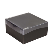 Darčeková krabička s priehľadným vekom 200x200x100/35 mm, čierna