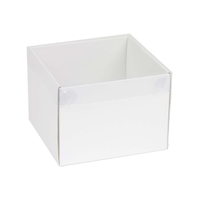Darčeková krabička s priehľadným vekom 200x200x150/35 mm, biela