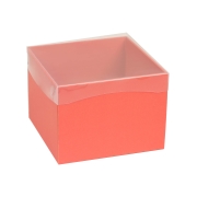 Darčeková krabička s priehľadným vekom 200x200x150/35 mm, koralová