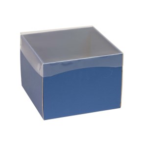 Darčeková krabička s priehľadným vekom 200x200x150/35 mm, modrá