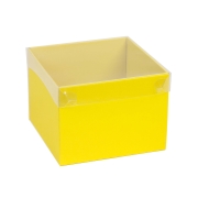 Darčeková krabička s priehľadným vekom 200x200x150/35 mm, žltá