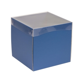 Darčeková krabička s priehľadným vekom 200x200x200/35 mm, modrá