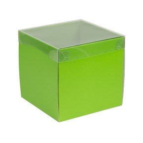 Darčeková krabička s priehľadným vekom 200x200x200/35 mm, zelená