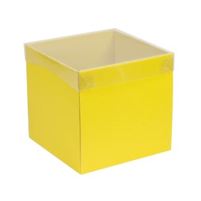Darčeková krabička s priehľadným vekom 200x200x200/35 mm, žltá