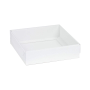 Darčeková krabička s priehľadným vekom 200x200x50/35 mm, biela