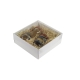 Darčeková krabička s priehľadným vekom 200x200x70/35 mm, biela mierny lesk
