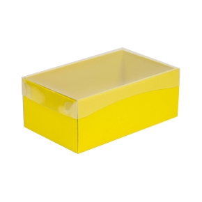 Darčeková krabička s priehľadným vekom 250x150x100/35 mm, žltá