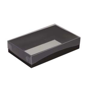 Darčeková krabička s priehľadným vekom 250x150x50/35 mm, čierna