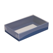 Darčeková krabička s priehľadným vekom 250x150x50/35 mm, modrá
