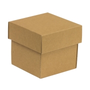 Darčeková krabička s vekom 100x100x100/40 mm, hnedá - kraft