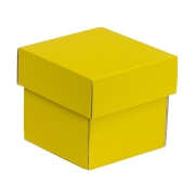 Darčeková krabička s vekom 100x100x100/40 mm, žltá