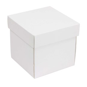 Darčeková krabička s vekom 150x150x150/40 mm, biela