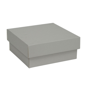 Darčeková krabička s vekom 150x150x65/35 mm, šedá matná