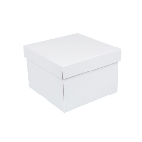 Darčeková krabička s vekom 200x200x140/35 mm, bielo/biela