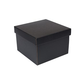 Darčeková krabička s vekom 200x200x140/35 mm, čierno-šedá matná
