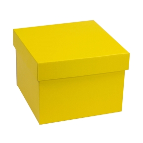 Darčeková krabička s vekom 200x200x150/40 mm, žltá