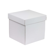Darčeková krabička s vekom 200x200x200/40 mm, biela