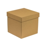Darčeková krabička s vekom 200x200x200/40 mm, hnedá - kraft