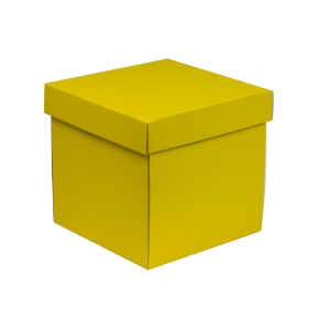 Darčeková krabička s vekom 200x200x200/40 mm, žltá