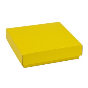 Darčeková krabička s vekom 200x200x50/40 mm, žltá